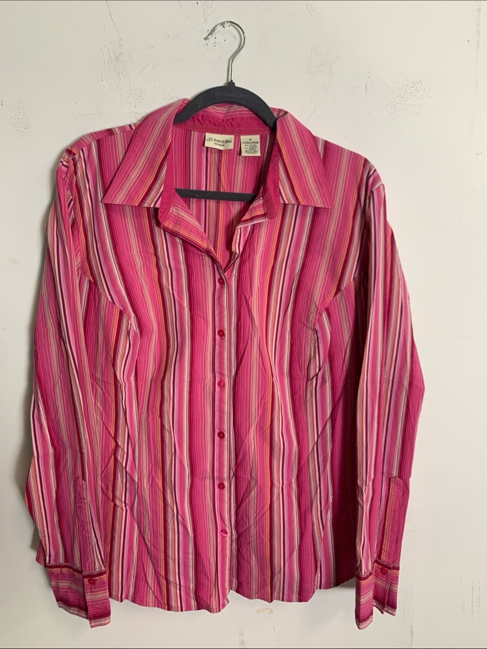 St. John's Bay Pink Multi-Stripe Button Front Shirt
